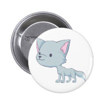 Custom Cute Smiling Cartoon Grey Baby Wolf Pinback Buttons
