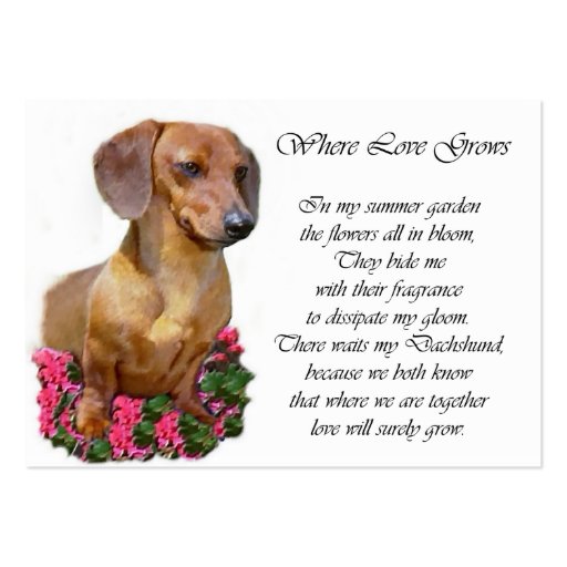 Custom Dachshund Profile Cards Business Cards (back side)