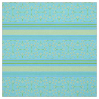 Custom Daffodils Stripes on Sky Blue Pattern Fabric