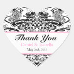 Custom Damask Black & Pale Pink Heart Sticker stickers