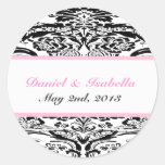 Custom Damask Black & Pale Pink Round Stickers stickers