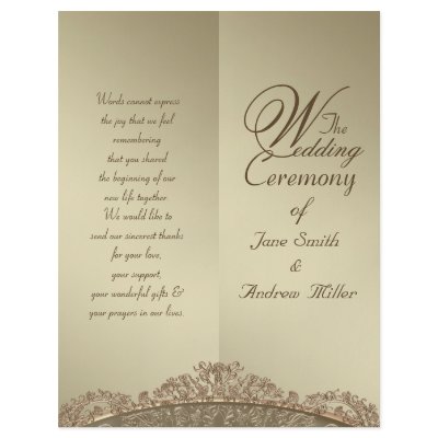 Custom damask gold Wedding Program Flyer Design