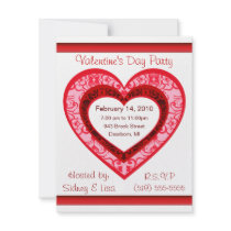 Custom Damask  Heart Valentine's Invitation invitations