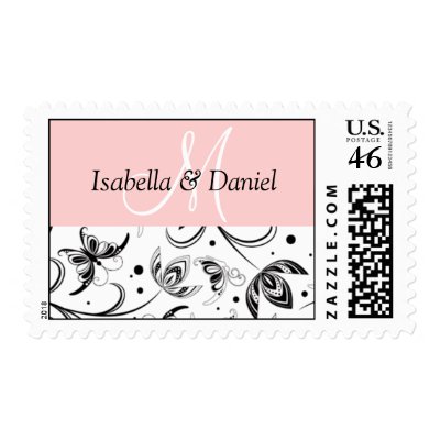 Custom Damask Monogram Initial Wedding Stamps