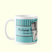 Custom Damask & Stripes Baby Photo Mug :: aqua mugs