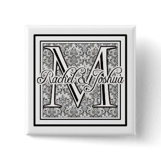Custom damask wedding logo button