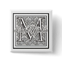 Custom damask wedding logo button