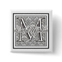 Custom damask wedding logo buttons