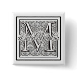 Custom damask wedding logo buttons