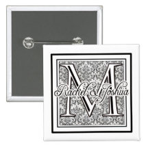Custom damask wedding logo button