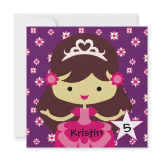 Custom Dark Hair Princess Birthday Invitations invitation