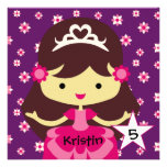 Custom Dark Hair Princess Birthday Invitations