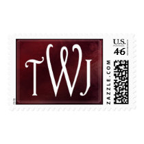 Custom dark red swirl monogram stamps