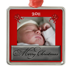 Custom Dated Baby Photo Christmas Ornament