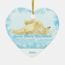 Custom Dated Christmas Polar Bear Fun Christmas Ornaments
