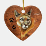 Custom, Dated Cougar, Puma, Mountain Lion Animal Ornament