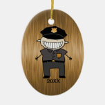 Custom Dated Police Officer Cartoon Christmas Tree Ornaments