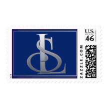 Custom Deep blue and silver monogram Stamp
