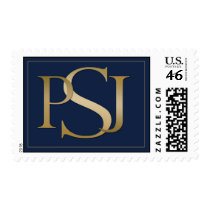 Custom designed monogram postage stamps