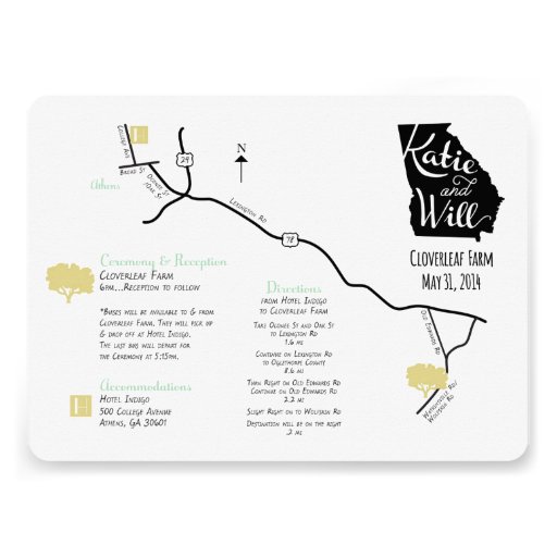 Custom designed Wedding Map Announcements