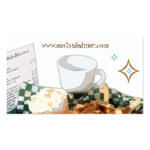 Custom Diner, Deli or Cafe Business Card (back side)