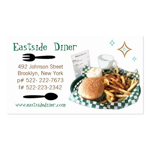 Custom Diner, Deli or Cafe Business Card (front side)