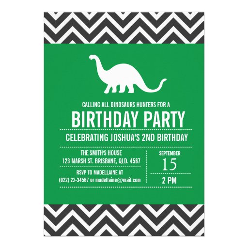 Custom Dinosaurs Birthday Party Invitation for Boy