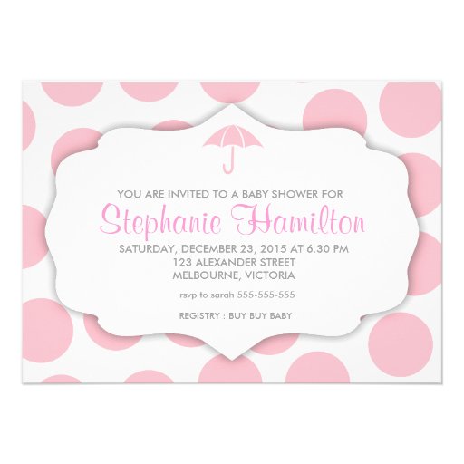 Custom dots baby girl shower invites