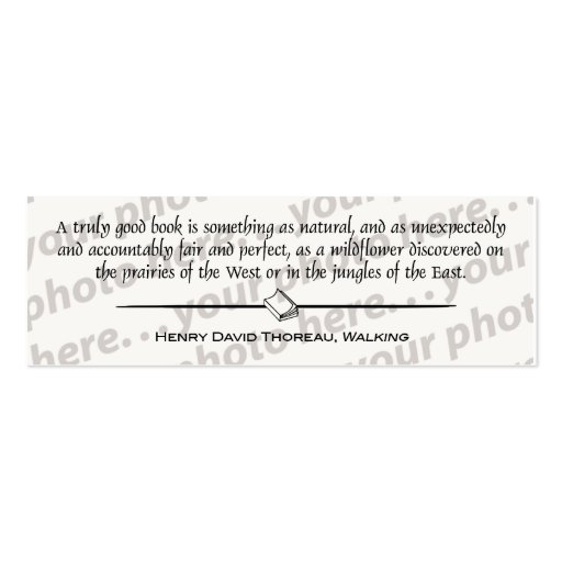 Custom Double Photo Bookmark w/Thoreau Quote Business Card Template (back side)