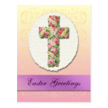 Custom Easter Floral Cross Postcard