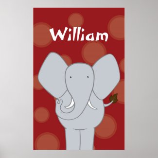 Custom Elephant Nursery Art Boy or Girl Poster