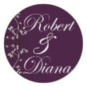 Custom envelope seals in plum with Asian accent stickers