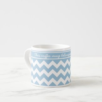 Custom Espresso Mug, Blue and White Chevrons