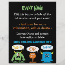 Custom Event Cute Halloween Monsters Flyers