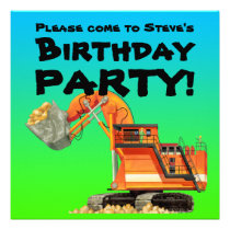 Custom Excavator Party Invitations invitations
