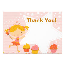 Custom Fairy Princess Cupcake Thank You Custom Invitations