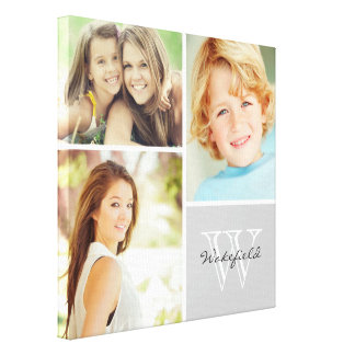 Custom Family Monogram Photo Collage Canvas Print