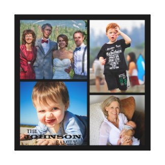 Custom Family Photo Collage (Four Photos) Gallery Wrap Canvas