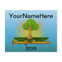 Custom Family Reunion, Green Tree with Sun Rays Flyer Design