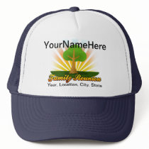 Custom Family Reunion, Green Tree with Sun Rays Hats