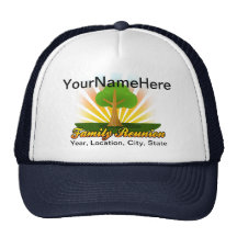 Custom Family Reunion, Green Tree with Sun Rays Hats
