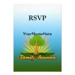 Custom Family Reunion, Green Tree with Sun Rays Invitations