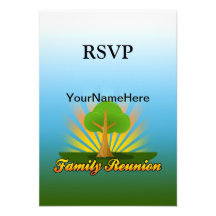 Custom Family Reunion, Green Tree with Sun Rays Invitations