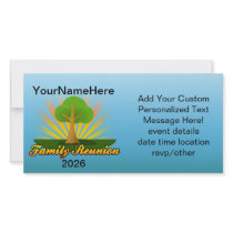 Custom Family Reunion, Green Tree with Sun Rays Personalized Photo Card