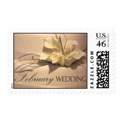 Custom February Calla Lily Wedding Cake Postage Stamp