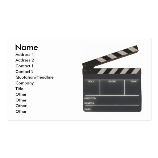 Custom Film slate clapboard movie business card (front side)