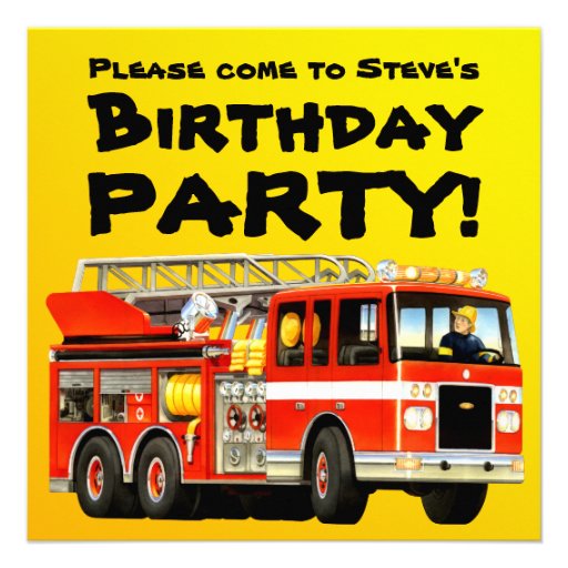 Custom Fire Truck Party Personalized Announcements