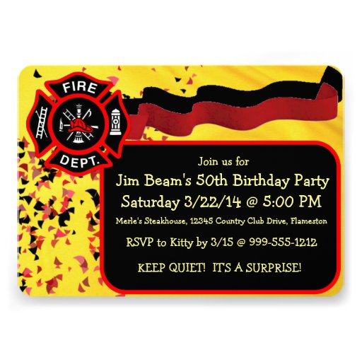 Custom Firefighter Birthday Party Invitations