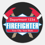 Custom Firefighter with Axes Round Sticker