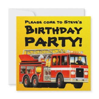 Custom Firetruck Party Invitations